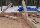 We custom cut all of the complex joinery to make the posts and beams link together.